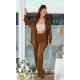 Set pantaloni evazati si camasa, oversize, maro, Reyhan Set pantaloni evazati si camasa, oversize, maro, Reyhan 2 - jojofashion.ro