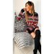 Rochie de Craciun tricotata scurta multicolora cu reni Milona 2 - jojofashion.ro