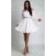 Rochie cununie civila scurta, din voal, alba, cu maneca lunga, vaporoasa, Alexia 2 - jojofashion.ro