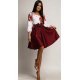 Rochie traditionala midi din tafta burgundy cu maci Azra 2 - jojofashion.ro