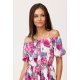 Rochie de zi lunga, ecru cu flori roz, cu umerii goi, vaporoasa, Madlena 4 - jojofashion.ro