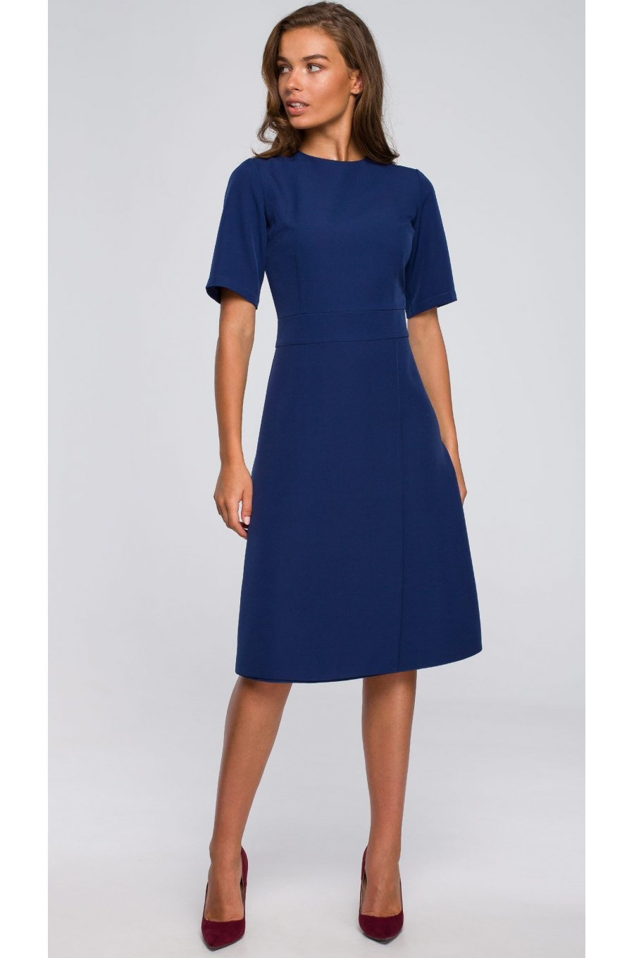 Rochie midi, bleumarin navy, A-line, Hullya Rochie midi, bleumarin navy, A-line, Hullya 1 - jojofashion.ro