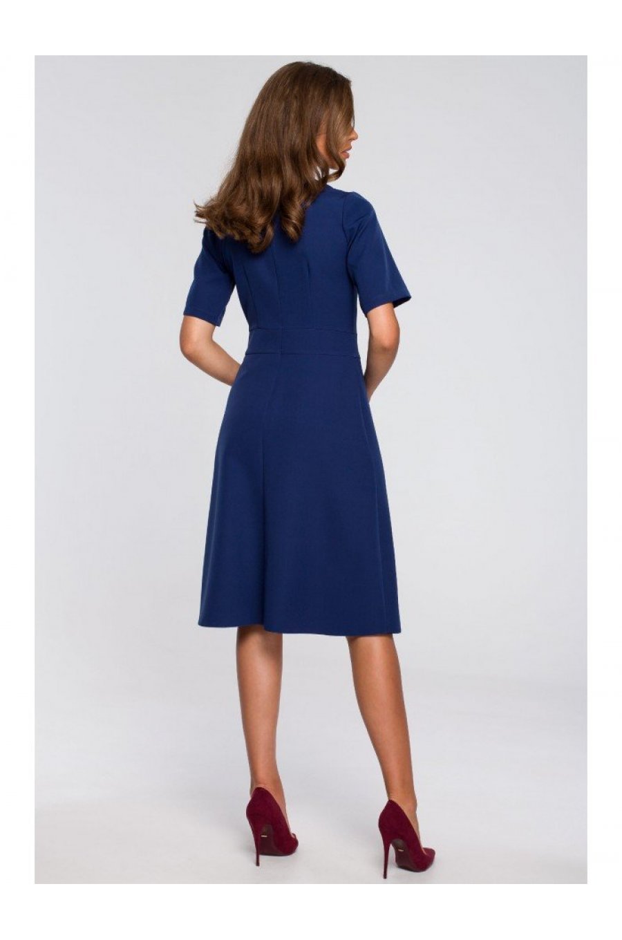 Rochie de zi midi, bleumarin navy, A-line, Hullya 2 - jojofashion.ro