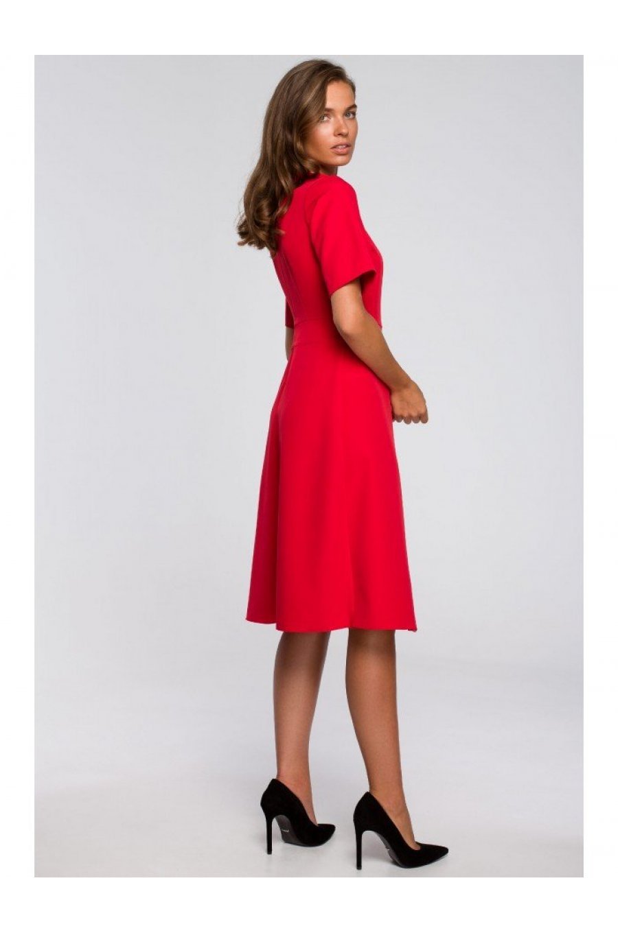 Rochie rosie midi croi A Hullya Rochie rosie midi croi A Hullya 2 - jojofashion.ro