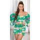 Rochie de vara scurta verde cu flori boho Macarena Rochie de vara scurta verde cu flori boho Macarena 2 - jojofashion.ro