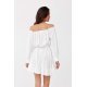 Rochie scurta alba cu volane si umerii goi Hilda 3 - jojofashion.ro