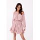 Rochie scurta, roz pudra, cu volane si umeri goi, Hilda 2 - jojofashion.ro