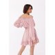 Rochie scurta, roz pudra, cu volane si umeri goi, Hilda 4 - jojofashion.ro