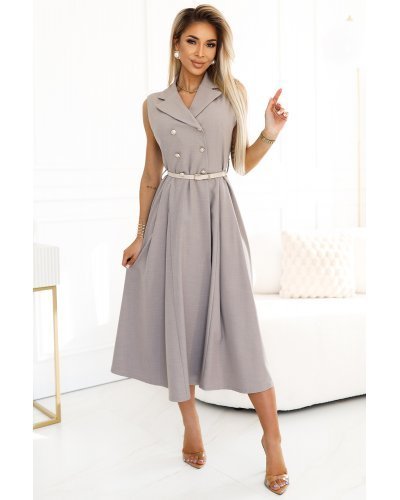 Rochie midi tip camasa gri evazata Anemona Rochii midi, Rochie midi tip camasa gri evazata Anemona - jojofashion.ro