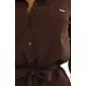 Rochie office tip camasa maro scurta cu maneca lunga Flavya 5 - jojofashion.ro