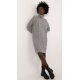 Rochie midi tricotata gri din acril cu guler inalt Dyone 2 - jojofashion.ro