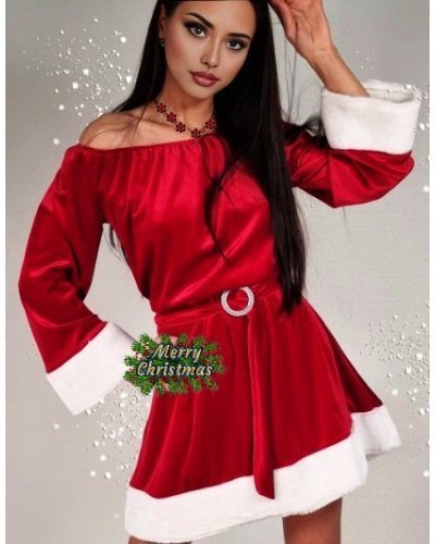 Rochie de Craciun din catifea rosie Santa Rochie de Craciun din catifea rosie Santa - jojofashion.ro