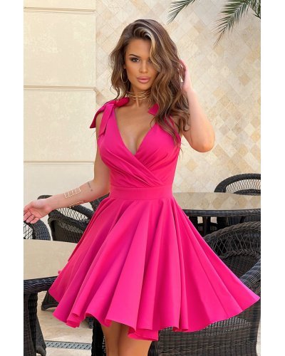 Rochie baby doll scurta din vascoza roz fucsia Katalina Rochii scurte, Rochie baby doll scurta din vascoza roz fucsia Katalina - jojofashion.ro