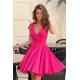 Rochie baby doll scurta din vascoza roz fucsia Katalina 2 - jojofashion.ro