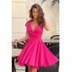 Rochie baby doll scurta, din vascoza roz fucsia, in clos, Katalina 2 - jojofashion.ro