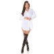 Rochie scurta alba boyfriend tip camasa din bumbac Karleen 7 - jojofashion.ro