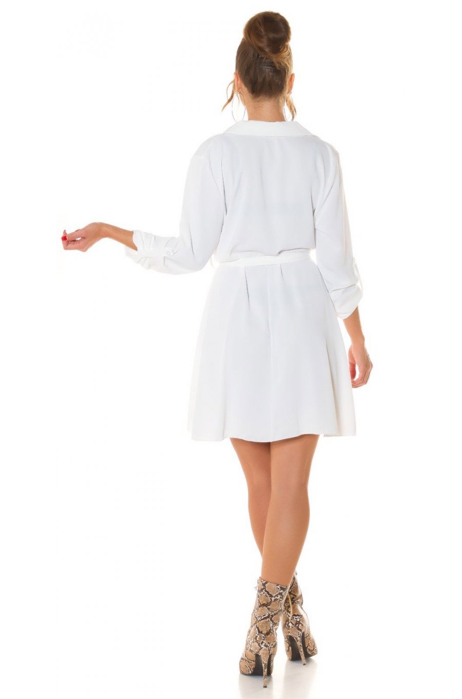 Rochie tip camasa, scurta, alba, Daruka 6 - jojofashion.ro