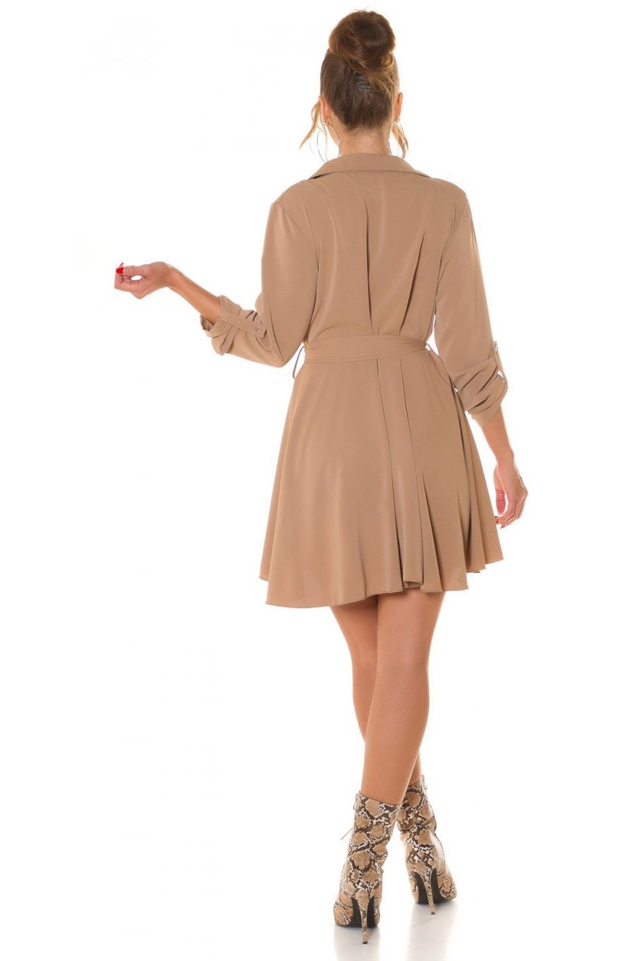 Rochie tip camasa, scurta, cappuccino, Daruka Rochie tip camasa, scurta, cappuccino, Daruka 5 - jojofashion.ro