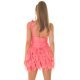 Rochie scurta corai cu pene din tulle cu umeri goi Bambolina Rochie scurta corai cu pene din tulle cu umeri goi Bambolina 4 - jojofashion.ro