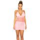 Rochie scurta roz pal mulata cu plasa Saskia 2 - jojofashion.ro