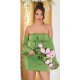 Rochie de club scurta, mulata, din nylon, verde, cu umerii goi si maneca lunga, Darcy 2 - jojofashion.ro