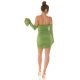 Rochie de club scurta, mulata, din nylon, verde, cu umerii goi si maneca lunga, Darcy 5 - jojofashion.ro