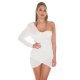 Rochie scurta crem one shoulder Meena Rochie scurta crem one shoulder Meena 2 - jojofashion.ro