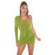 Rochie scurta verde suprapusa one shoulder Meena Rochie scurta verde suprapusa one shoulder Meena 2 - jojofashion.ro