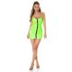 Rochie de club scurta tip corset verde neon WetLook Amma 4 - jojofashion.ro