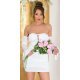 Rochie de cununie scurta, din nylon, alba, cu umerii goi si maneca lunga, Darcy 2 - jojofashion.ro