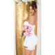 Rochie de cununie scurta, din nylon, alba, cu umerii goi si maneca lunga, Darcy 3 - jojofashion.ro