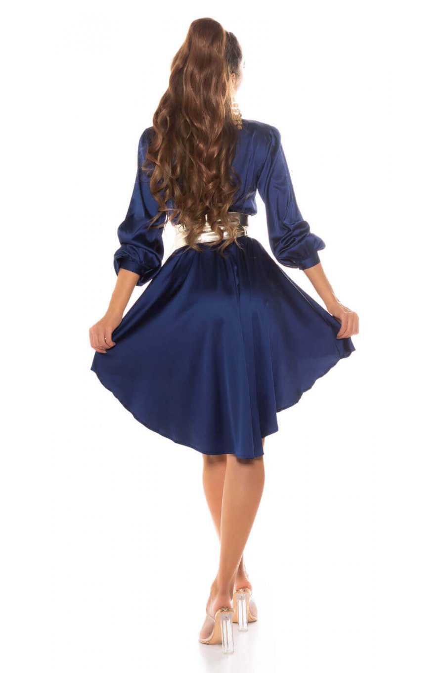 Rochie scurta, tip camasa, bleumarin navy, asimetrica, Sabrina Rochie scurta, tip camasa, bleumarin navy, asimetrica, Sabrina 4 - jojofashion.ro