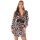 Rochie de zi tip camasa scurta satin animal print leopard Fathia 2 - jojofashion.ro