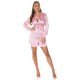 Rochie scurta din satin roz pal tip camasa Fathia 4 - jojofashion.ro