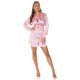 Rochie de zi tip camasa scurta satin roz pal Fathia 4 - jojofashion.ro