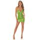 Rochie scurta verde lime mulata din latex tip corset Elektra 4 - jojofashion.ro