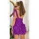 Rochie scurta mov cu pene din tulle cu umeri goi Bambolina Rochie scurta mov cu pene din tulle cu umeri goi Bambolina 3 - jojofashion.ro