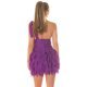 Rochie scurta mov cu pene din tulle cu umeri goi Bambolina Rochie scurta mov cu pene din tulle cu umeri goi Bambolina 4 - jojofashion.ro