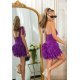 Rochie scurta mov cu pene din tulle cu umeri goi Bambolina Rochie scurta mov cu pene din tulle cu umeri goi Bambolina 5 - jojofashion.ro
