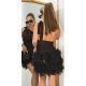 Rochie scurta neagra cu pene din tulle cu umeri goi Bambolina Rochie scurta neagra cu pene din tulle cu umeri goi Bambolina 3 - jojofashion.ro