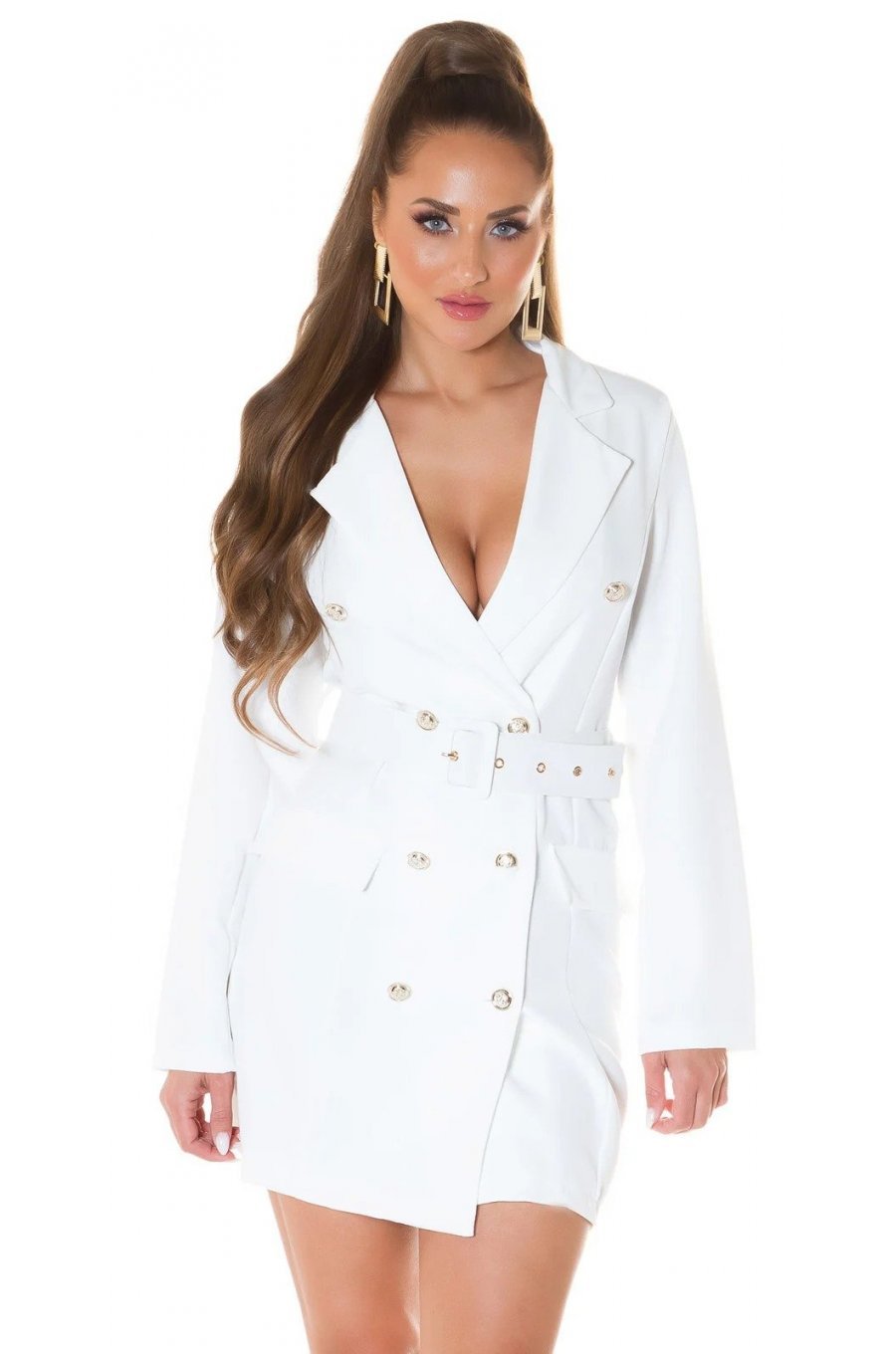 Rochie scurta alba tip sacou Eliza 6 - jojofashion.ro
