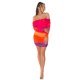 Rochie scurta mulata orange multicolora cu maneca lunga si umerii goi Katenka 4 - jojofashion.ro