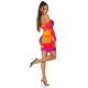 Rochie scurta mulata orange multicolora cu maneca lunga si umerii goi Katenka 5 - jojofashion.ro