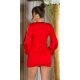 Rochie scurta rosie mulata cu maneca lunga cu insertii din paiete Ceyla 3 - jojofashion.ro