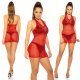 Rochie scurta rosie din plasa cu ochiuri mici Mey Rochie scurta rosie din plasa cu ochiuri mici Mey 6 - jojofashion.ro