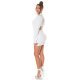 Rochie scurta tip sacou, alba, cu maneca lunga si spate decupat, Delvania 7 - jojofashion.ro