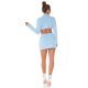 Rochie scurta tip sacou, baby blue, cu maneca lunga si spate decupat, Delvania 6 - jojofashion.ro