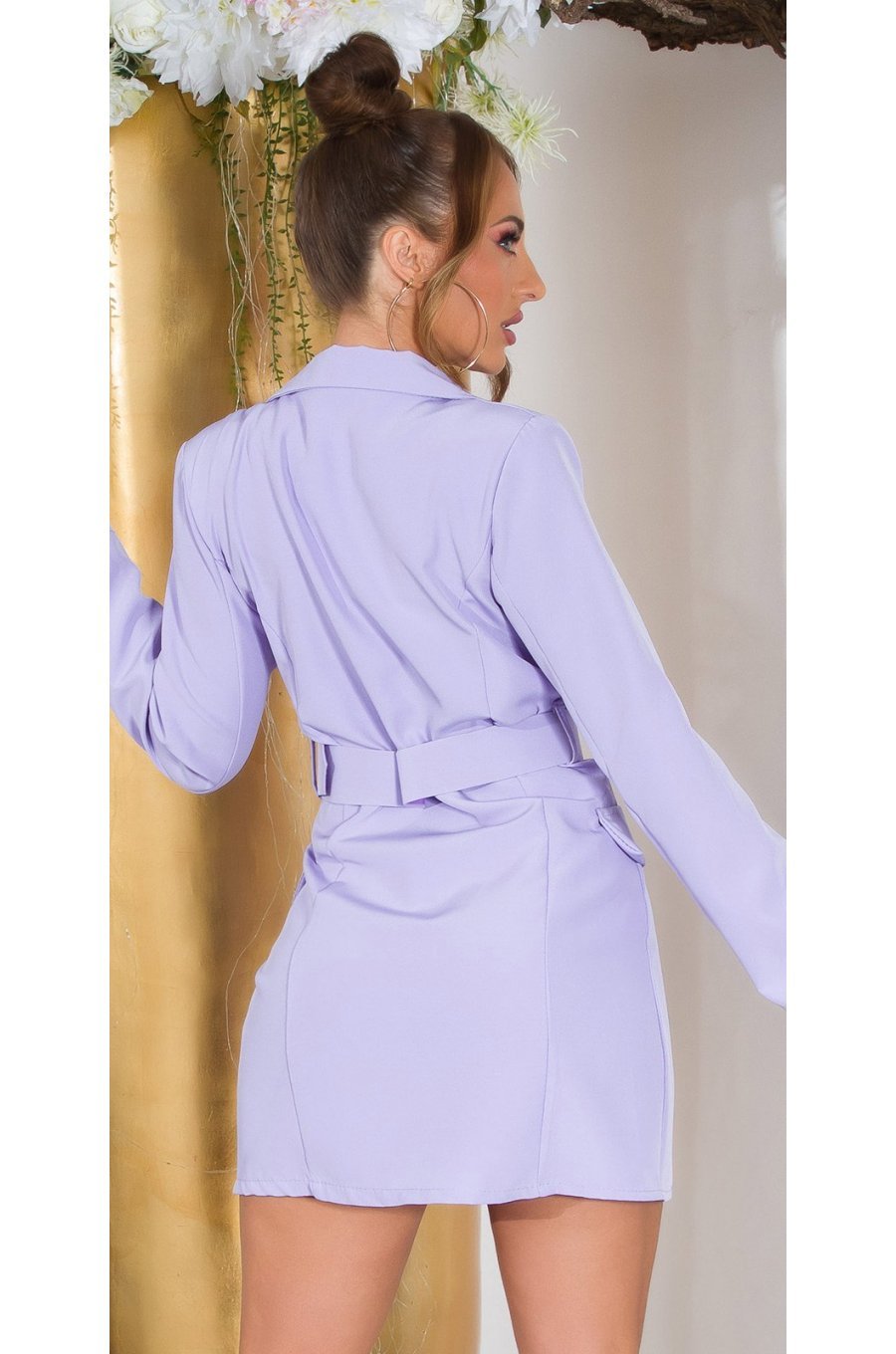 Rochie scurta tip sacou, lila, cu maneca lunga, Eliza Rochie scurta tip sacou, lila, cu maneca lunga, Eliza 2 - jojofashion.ro