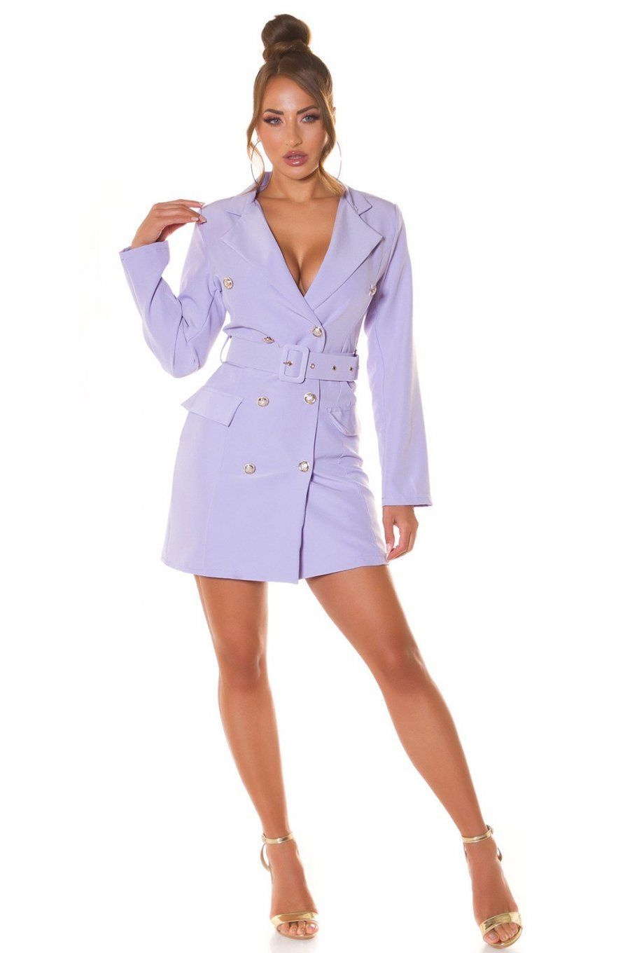 Rochie scurta tip sacou, lila, cu maneca lunga, Eliza Rochie scurta tip sacou, lila, cu maneca lunga, Eliza 3 - jojofashion.ro