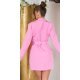 Rochie scurta tip sacou, roz, cu maneca lunga, Eliza Rochie scurta tip sacou, roz, cu maneca lunga, Eliza 3 - jojofashion.ro